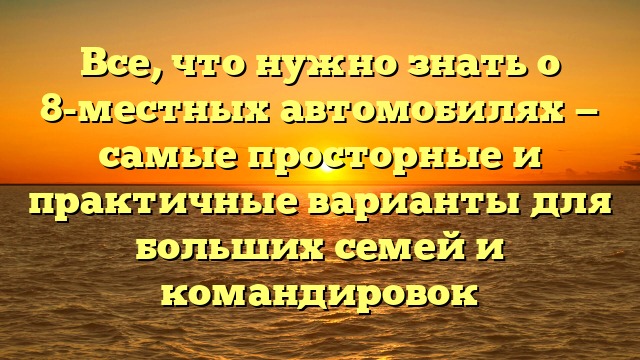 Все, что нужно знать о 8-местных автомобилях — самые просторные и практичные варианты для больших семей и командировок