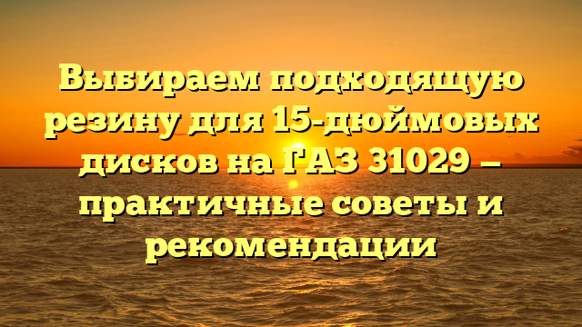 Выбираем подходящую резину для 15-дюймовых дисков на ГАЗ 31029 — практичные советы и рекомендации