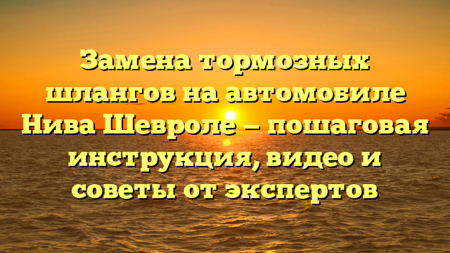 Замена тормозных шлангов на автомобиле Нива Шевроле — пошаговая инструкция, видео и советы от экспертов