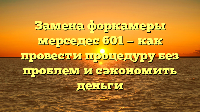 Замена форкамеры мерседес 601 — как провести процедуру без проблем и сэкономить деньги