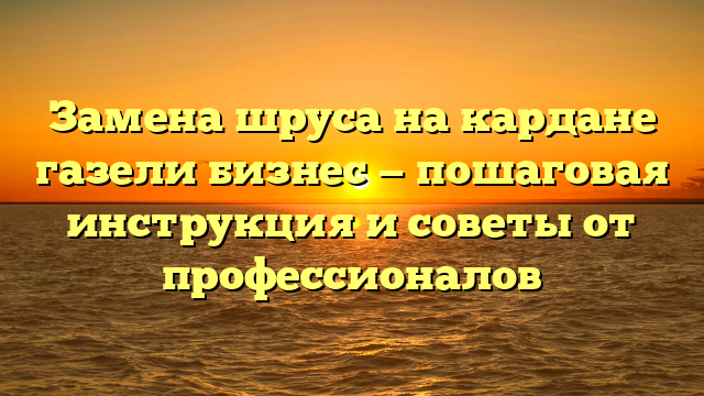 Замена шруса на кардане газели бизнес — пошаговая инструкция и советы от профессионалов