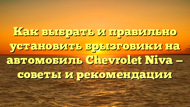 Как выбрать и правильно установить брызговики на автомобиль Chevrolet Niva — советы и рекомендации