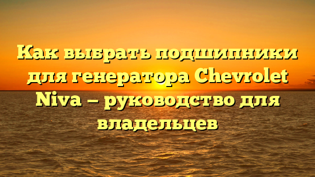 Как выбрать подшипники для генератора Chevrolet Niva — руководство для владельцев