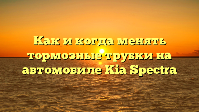 Как и когда менять тормозные трубки на автомобиле Kia Spectra