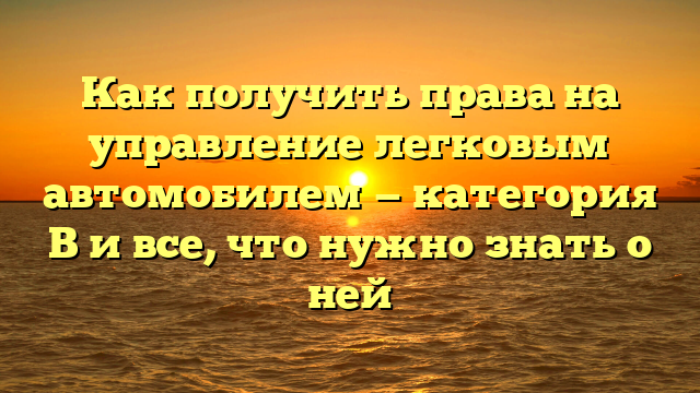 Как получить права на управление легковым автомобилем — категория B и все, что нужно знать о ней