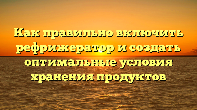 Как правильно включить рефрижератор и создать оптимальные условия хранения продуктов