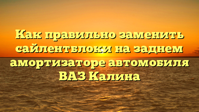 Как правильно заменить сайлентблоки на заднем амортизаторе автомобиля ВАЗ Калина