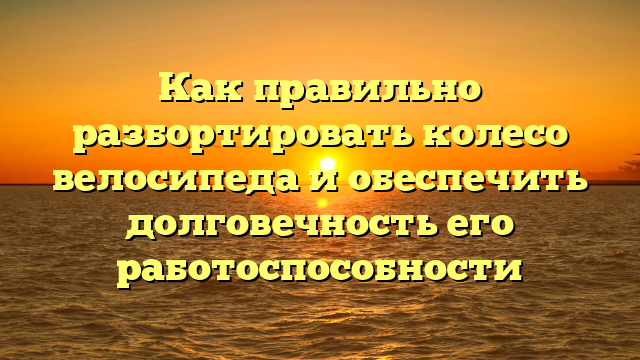 Как правильно разбортировать колесо велосипеда и обеспечить долговечность его работоспособности