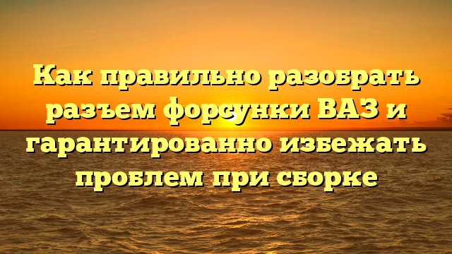 Как правильно разобрать разъем форсунки ВАЗ и гарантированно избежать проблем при сборке