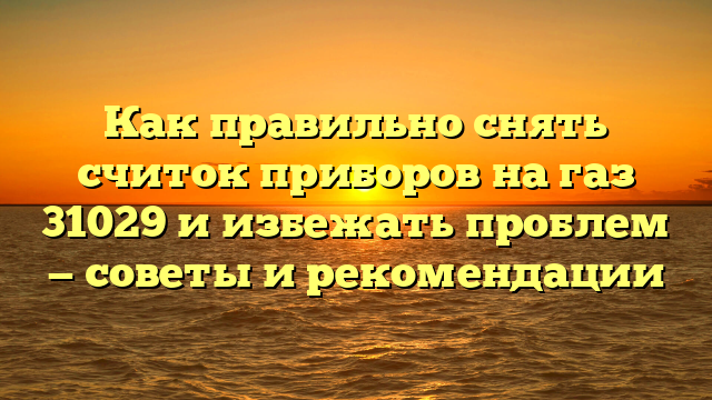 Как правильно снять считок приборов на газ 31029 и избежать проблем — советы и рекомендации