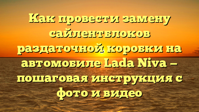 Как провести замену сайлентблоков раздаточной коробки на автомобиле Lada Niva — пошаговая инструкция с фото и видео