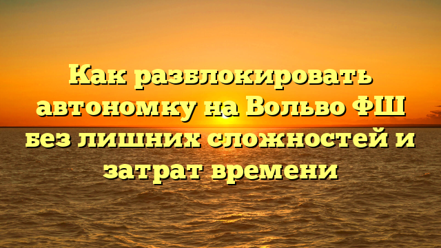 Как разблокировать автономку на Вольво ФШ без лишних сложностей и затрат времени