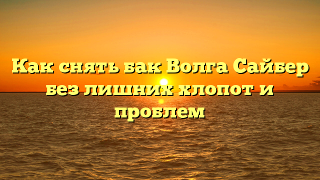 Как снять бак Волга Сайбер без лишних хлопот и проблем