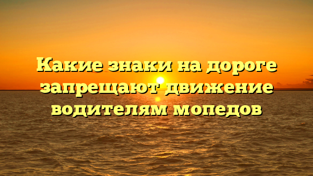 Какие знаки на дороге запрещают движение водителям мопедов