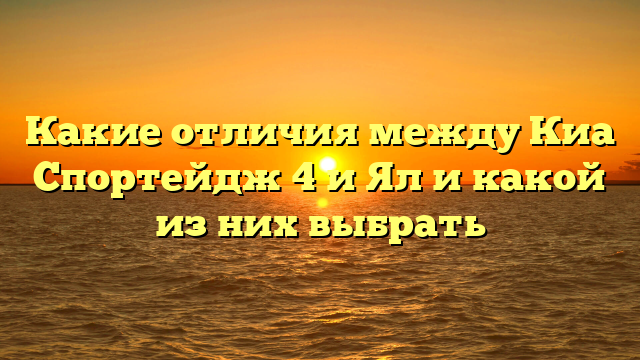 Какие отличия между Киа Спортейдж 4 и Ял и какой из них выбрать