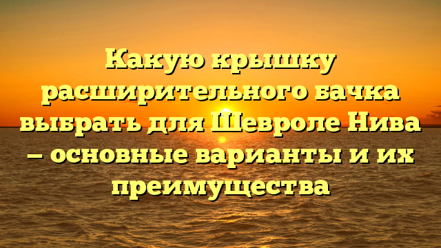 Какую крышку расширительного бачка выбрать для Шевроле Нива — основные варианты и их преимущества