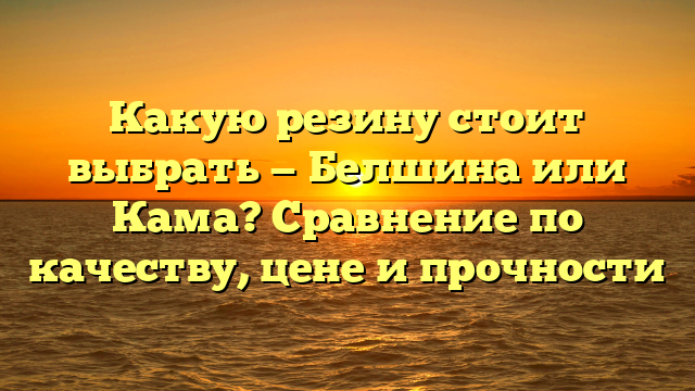 Какую резину стоит выбрать — Белшина или Кама? Сравнение по качеству, цене и прочности