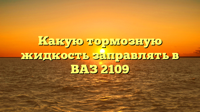 Какую тормозную жидкость заправлять в ВАЗ 2109