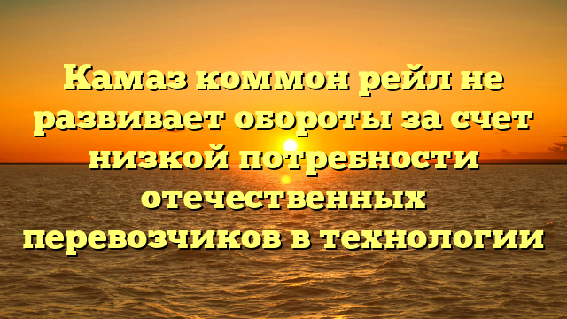 Камаз коммон рейл не развивает обороты за счет низкой потребности отечественных перевозчиков в технологии