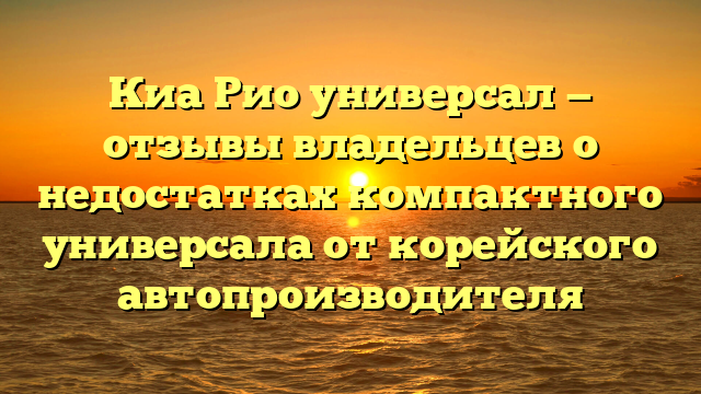 Киа Рио универсал — отзывы владельцев о недостатках компактного универсала от корейского автопроизводителя