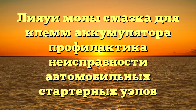 Лияуи молы смазка для клемм аккумулятора профилактика неисправности автомобильных стартерных узлов