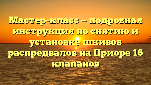 Мастер-класс — подробная инструкция по снятию и установке шкивов распредвалов на Приоре 16 клапанов