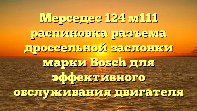 Мерседес 124 м111 распиновка разъема дроссельной заслонки марки Bosch для эффективного обслуживания двигателя