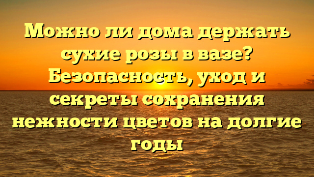 Можно ли дома держать сухие розы в вазе? Безопасность, уход и секреты сохранения нежности цветов на долгие годы