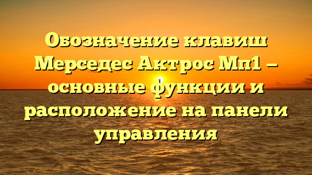 Обозначение клавиш Мерседес Актрос Мп1 — основные функции и расположение на панели управления