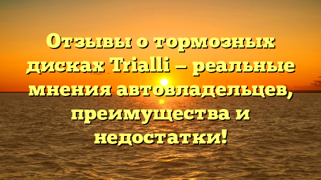 Отзывы о тормозных дисках Trialli — реальные мнения автовладельцев, преимущества и недостатки!