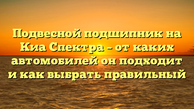 Подвесной подшипник на Киа Спектра – от каких автомобилей он подходит и как выбрать правильный