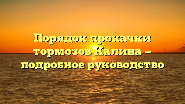 Порядок прокачки тормозов Калина — подробное руководство