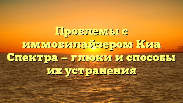 Проблемы с иммобилайзером Киа Спектра — глюки и способы их устранения