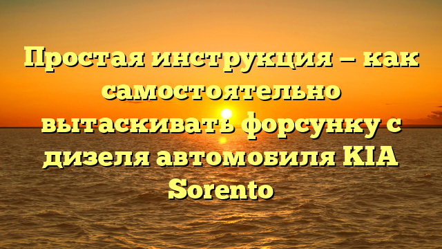 Простая инструкция — как самостоятельно вытаскивать форсунку с дизеля автомобиля KIA Sorento