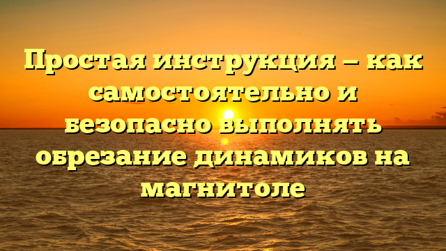 Простая инструкция — как самостоятельно и безопасно выполнять обрезание динамиков на магнитоле