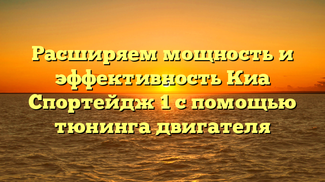 Расширяем мощность и эффективность Киа Спортейдж 1 с помощью тюнинга двигателя