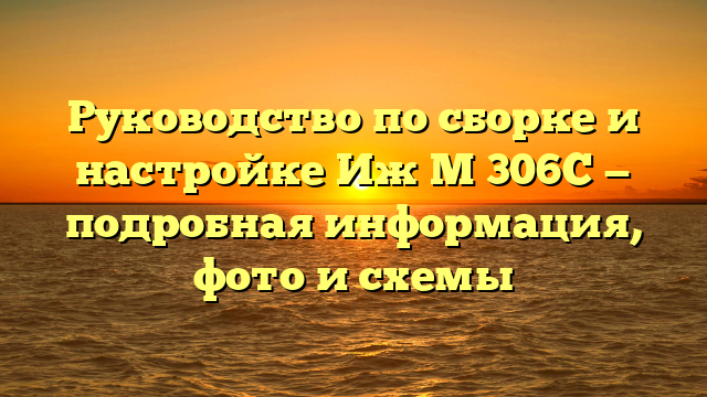 Руководство по сборке и настройке Иж М 306С — подробная информация, фото и схемы