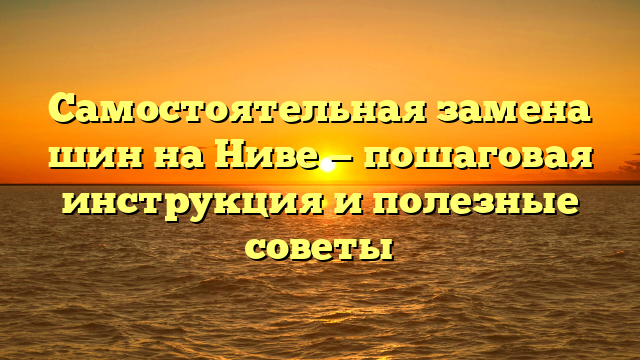 Самостоятельная замена шин на Ниве — пошаговая инструкция и полезные советы