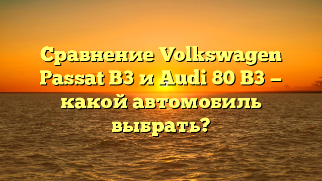 Сравнение Volkswagen Passat B3 и Audi 80 B3 — какой автомобиль выбрать?