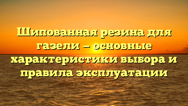 Шипованная резина для газели — основные характеристики выбора и правила эксплуатации