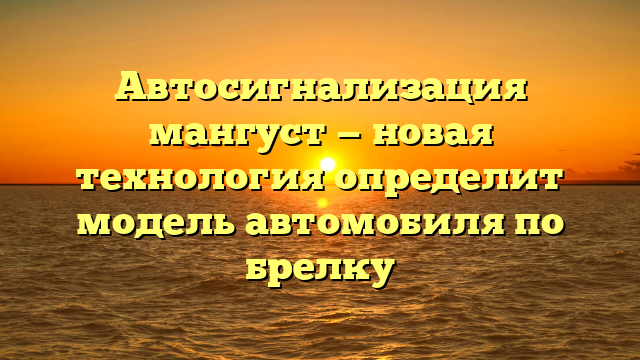 Автосигнализация мангуст — новая технология определит модель автомобиля по брелку