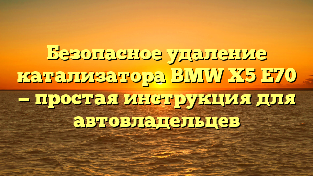 Безопасное удаление катализатора BMW X5 E70 — простая инструкция для автовладельцев