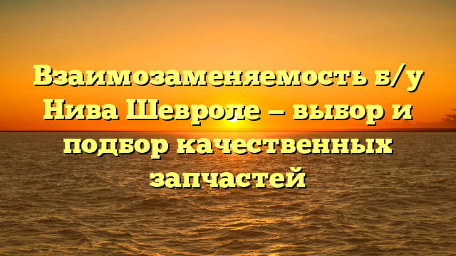 Взаимозаменяемость б/у Нива Шевроле — выбор и подбор качественных запчастей