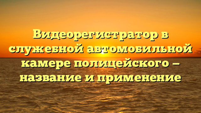 Видеорегистратор в служебной автомобильной камере полицейского — название и применение