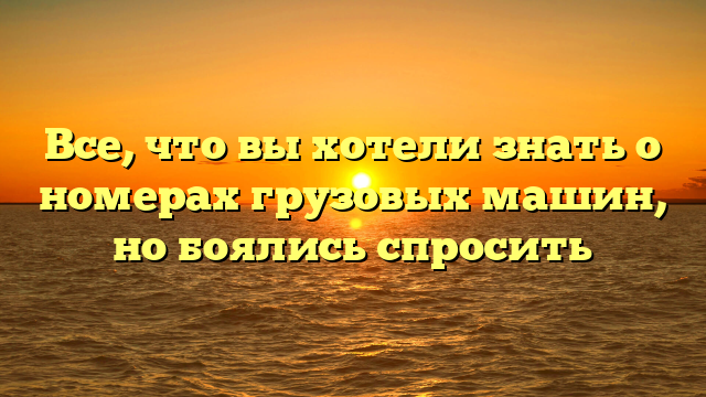 Все, что вы хотели знать о номерах грузовых машин, но боялись спросить