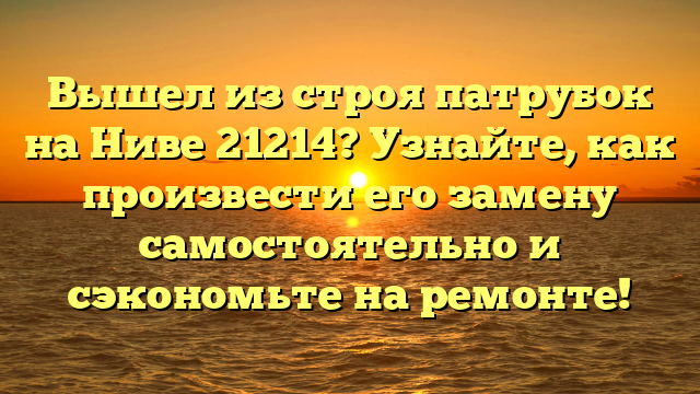 Вышел из строя патрубок на Ниве 21214? Узнайте, как произвести его замену самостоятельно и сэкономьте на ремонте!