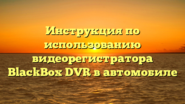 Инструкция по использованию видеорегистратора BlackBox DVR в автомобиле