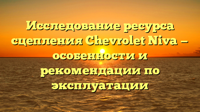 Исследование ресурса сцепления Chevrolet Niva — особенности и рекомендации по эксплуатации