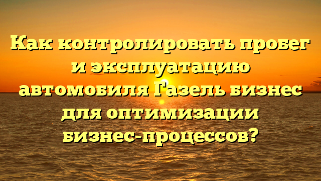 Как контролировать пробег и эксплуатацию автомобиля Газель бизнес для оптимизации бизнес-процессов?