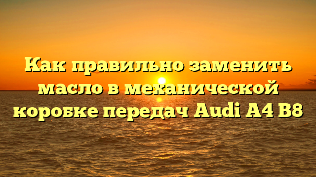 Как правильно заменить масло в механической коробке передач Audi A4 B8